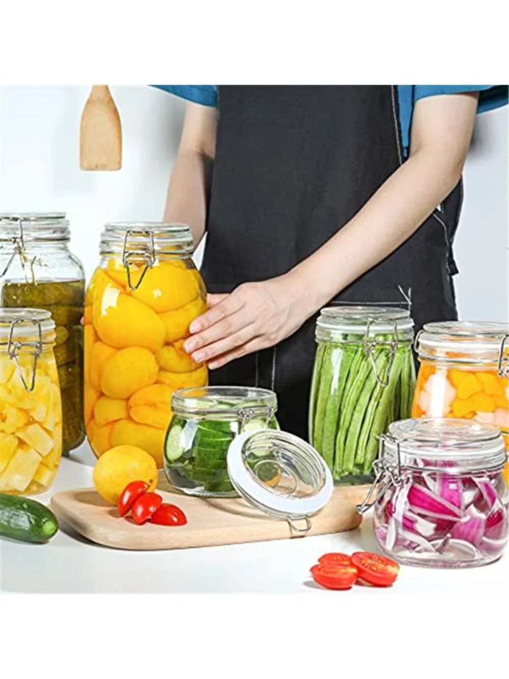 6-Pack 17oz Short Glass Jars for Drawers,Small Airtight Food Canisters for Spice
